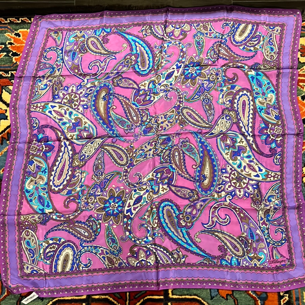 Worthington Purple  Pink Paisley 100 Silk Scarf